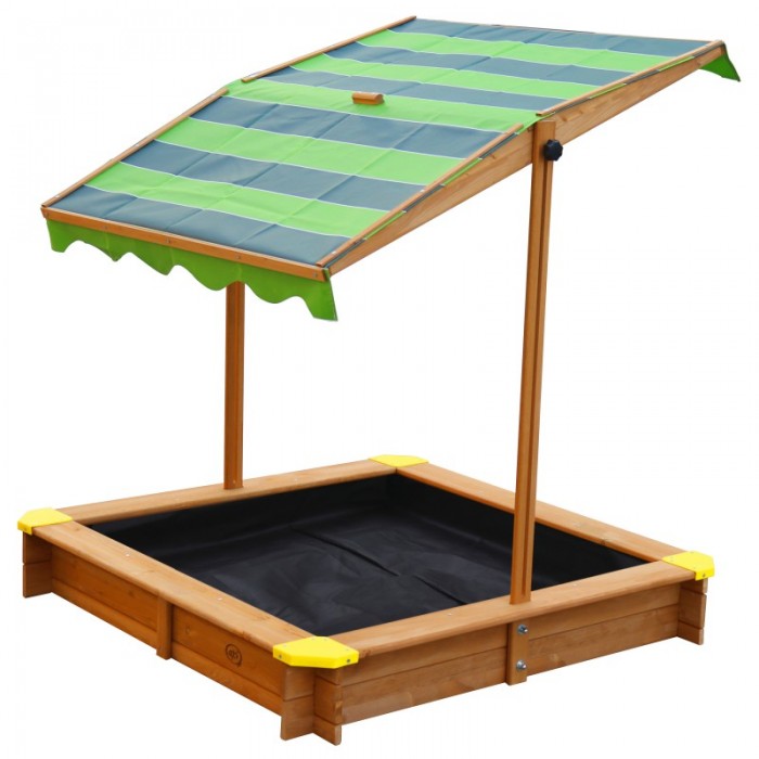 Spatiu de joaca cu nisip Lily Sandpit  - Lada cu nisip din lemn pentru gradina- cu copertina biton Verde UV 50+